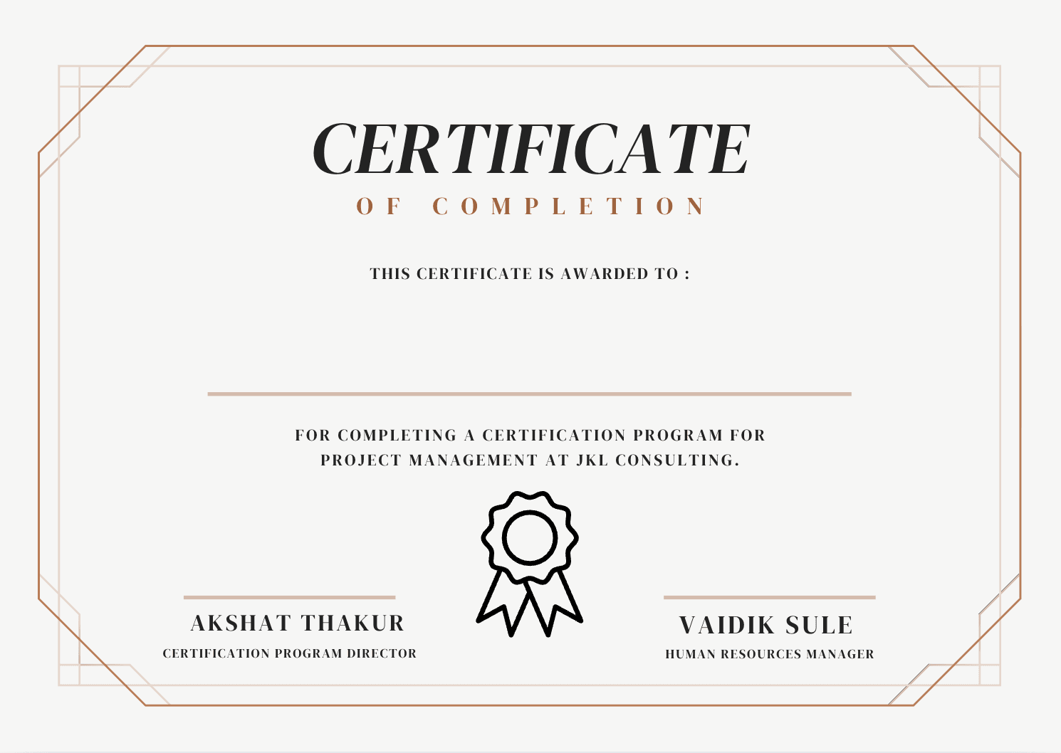 A sample certificate template image with a decorative border, a certificate of participation title, and blank space in the centre where each participant's name is inserted during generation
